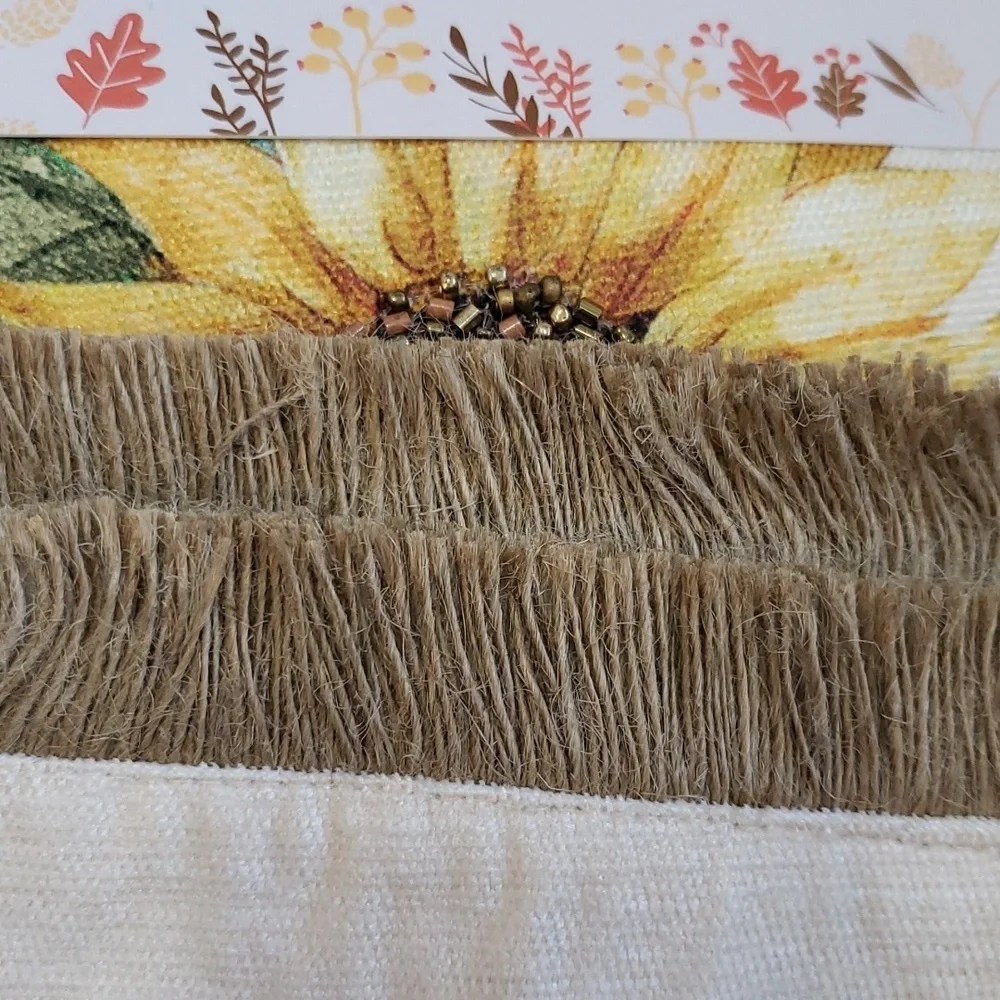 The Farmhouse Rachel Ashwell 72 x 16 Beaded Sunflower Fringed Table Runner